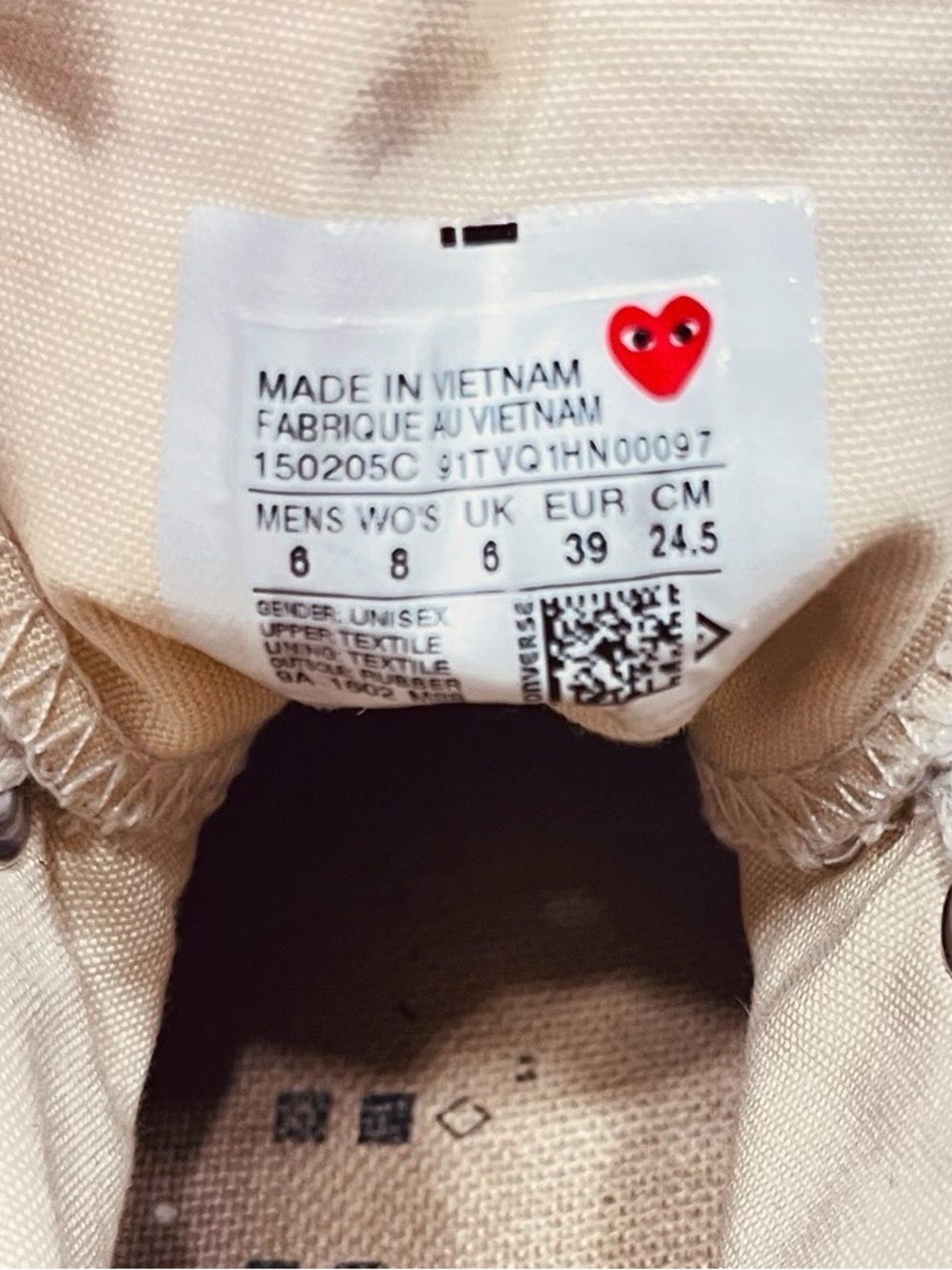 Comme des Garçons PLAY Beige High-Top Converse Chuck Taylor 8 - Picture 5 of 7